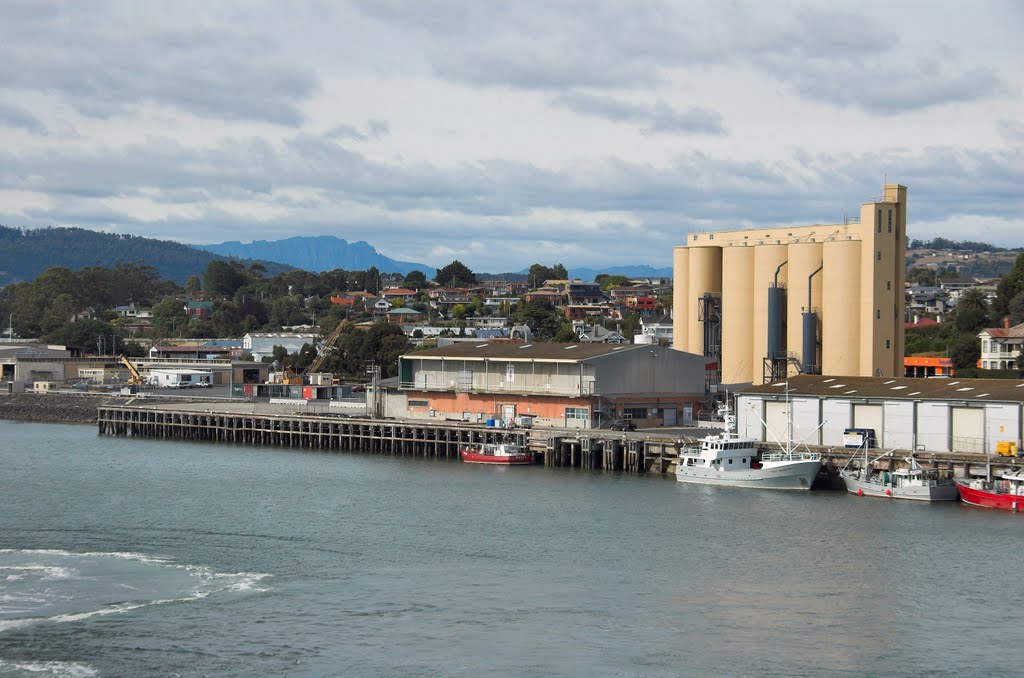 Devonport docks and silo with Mt Roland in the distance, Девонпорт