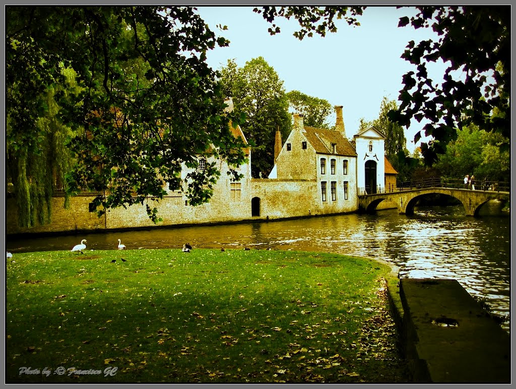 Minnewater o Lago del Amor, Wijngaardplein, Brujas, Bélgica--(by FranciscoGC), Брюгге