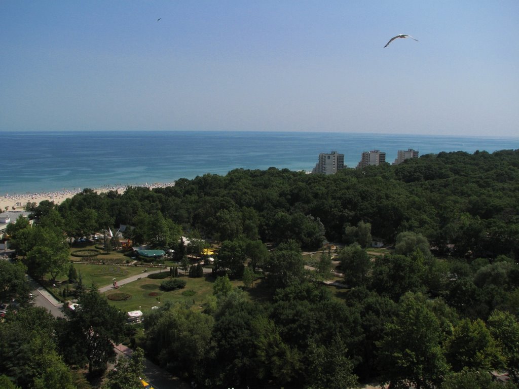 Albena, as seen from the gallery of H. Dobruja, situated on 15th floor, Албена