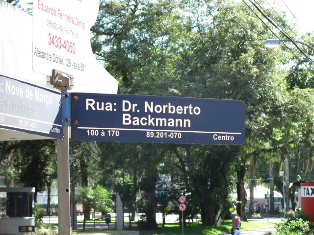 Rua Dr. Norberto Bachmann em dezembro de 2009 - a placa está errada!, Жоинвиле
