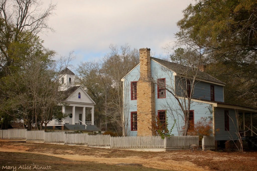 The Bryan-Worthington House, built in 1831 by Loverd Bryan, a cotton planter in Southwest Georgia who owned 59 slaves.  Across the street is the Curry Presbyterian Church, built by his sons in 1851 in memory of Duncan Curry from North Carolina., Ньювилл
