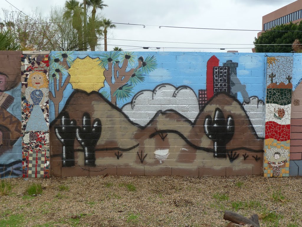 Phoenix, AZ: Mural Wall, Peace, Love, Native Pride, Финикс