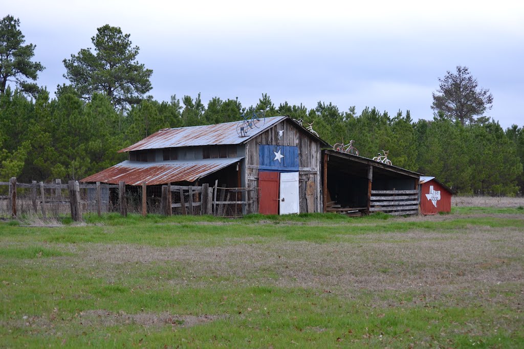 Texas pride shown on this barn.(note bicycles on roof), Бакнер