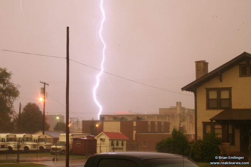Lightning strike in downtown Fort Smith, AR, Форт-Смит