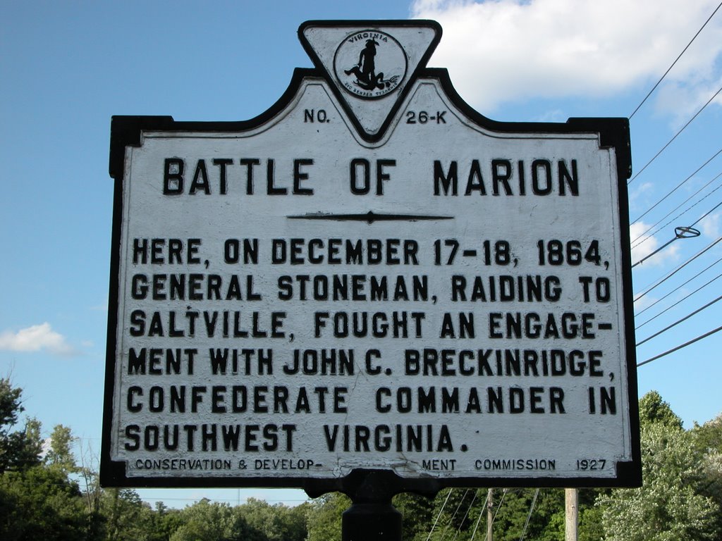 Battle of Marion Historical Marker, South Commerce Street, Marion, Virginia, Марион