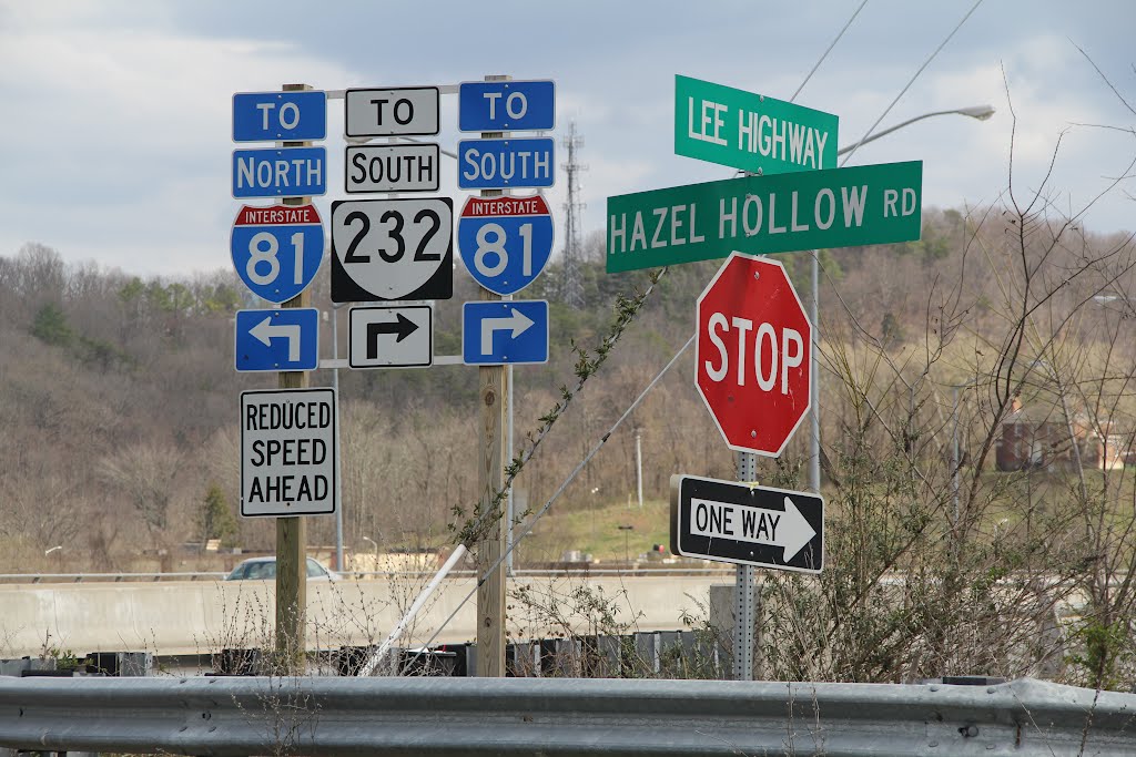 Road Signs at Hazel Hollow & Lee, Радфорд