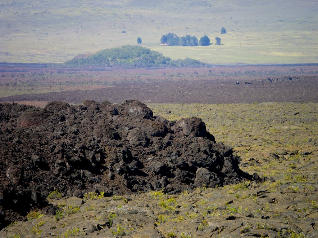 Close up of an old lava flow on  top of an older lava flow from Mauna Loa, looking north, Канеоха
