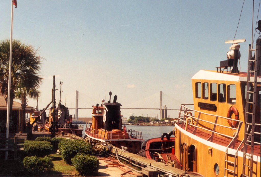 tug boats, Savannah river, Savannah Georgia (1993), Саванна