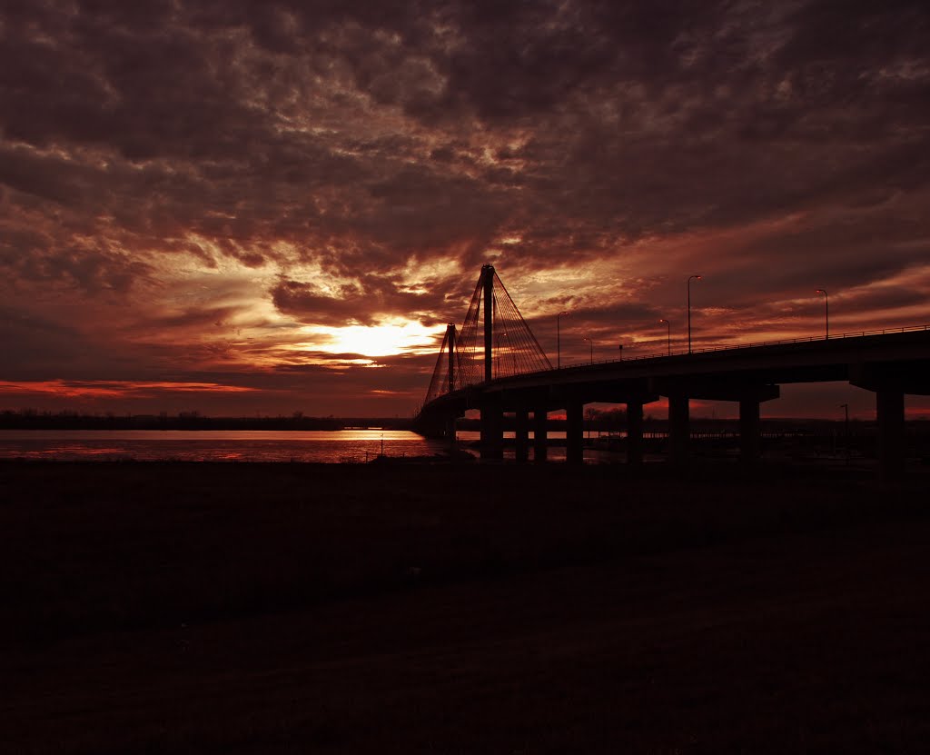 Clark Bridge at sunset, Вуд Ривер