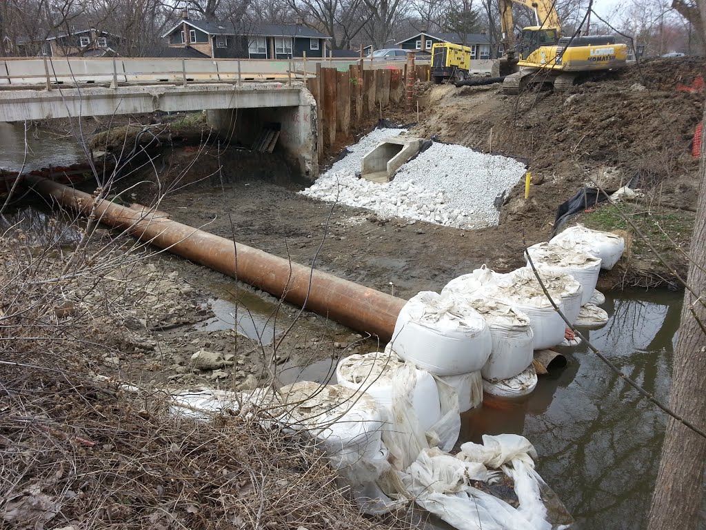 Cofferdam at Willow Road and Middle Fork of North Branch Chicago River, Нортфилд