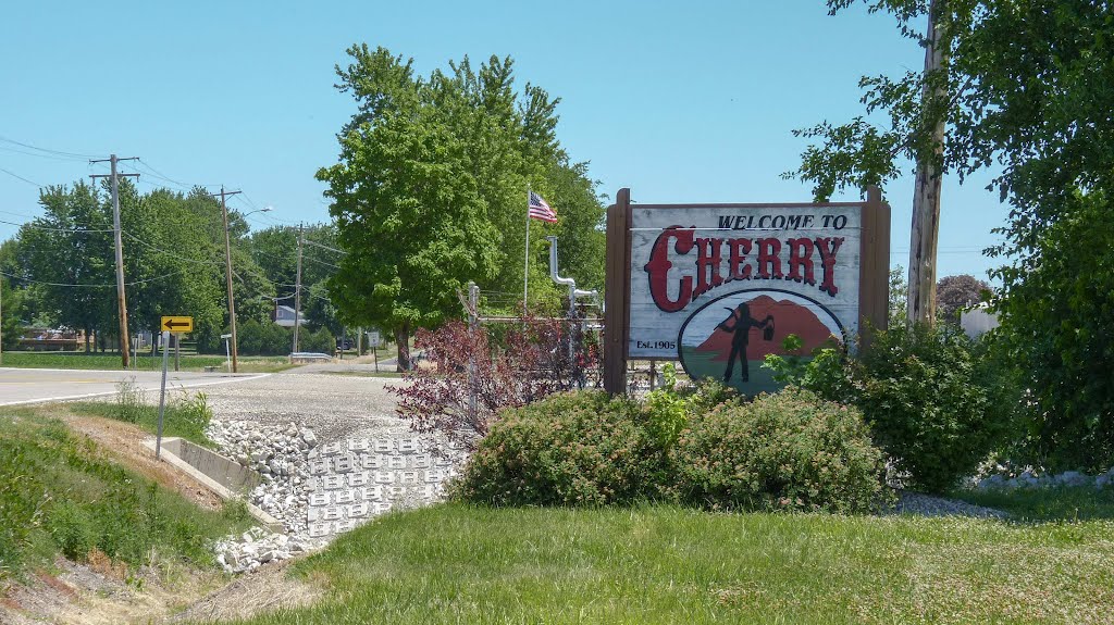 Cherry Illinois welcome sign, Черри