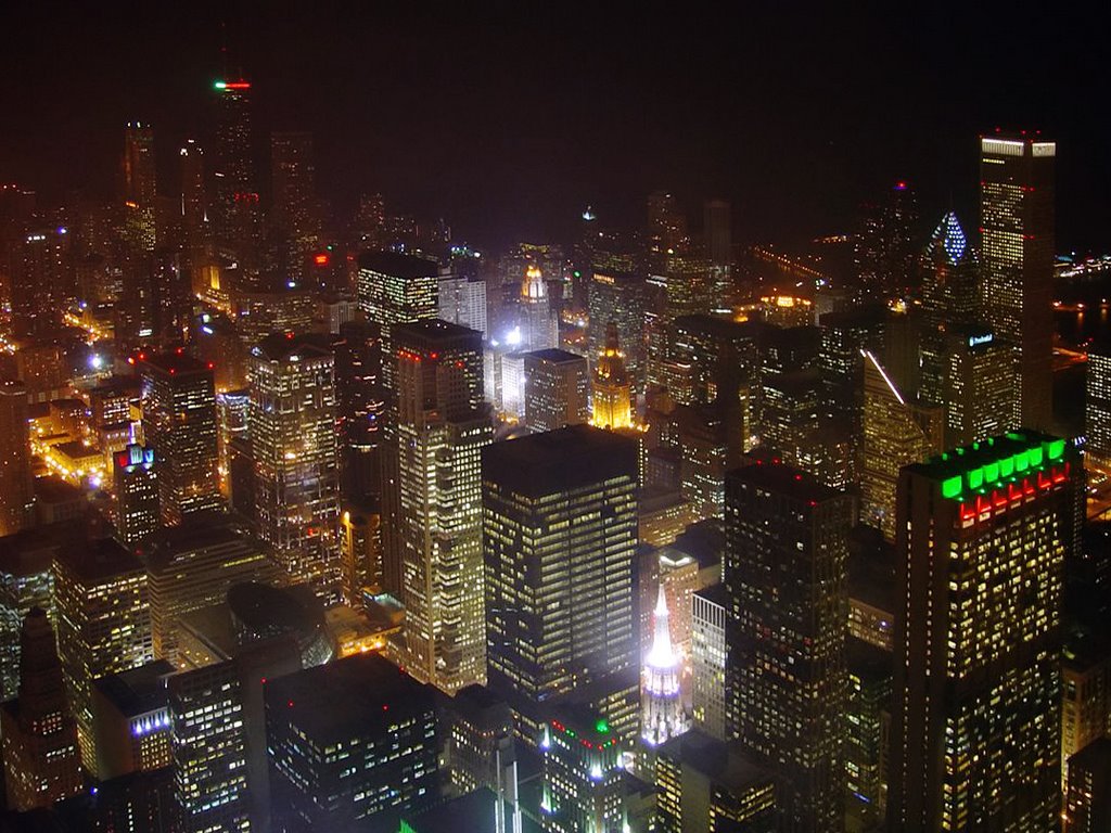 Chicago Night View from the Sears Towers Skydeck, Чикаго