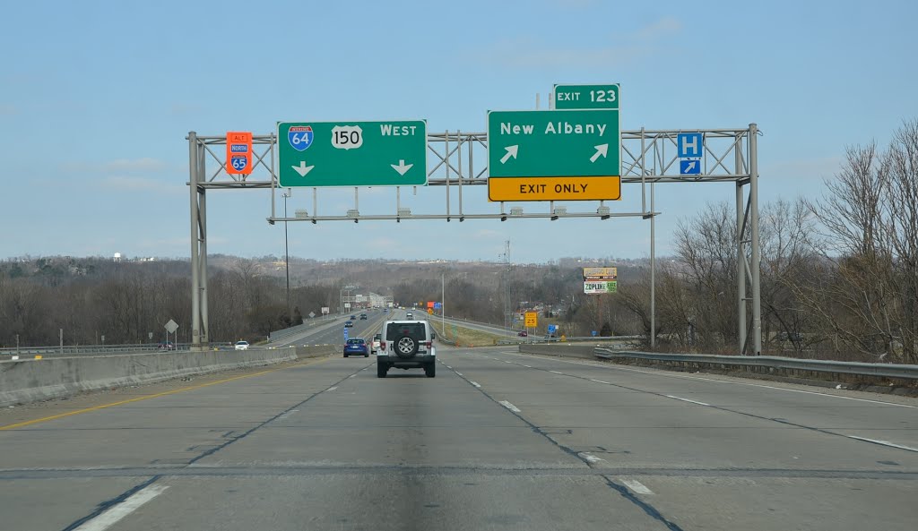 Exit for New Albany off Interstate 64, Westbound, Нью-Олбани