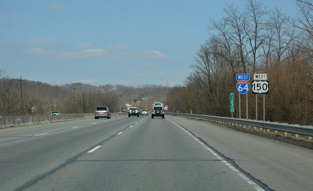 Westbound on Interstate 64/U.S. Route 150, New Albany, Indiana, Нью-Олбани