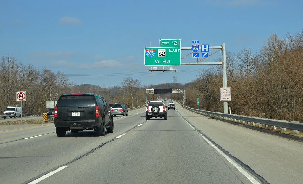 Exit for Interstate 265 East 1/2 Mile, Interstate 64, Westbound, Нью-Олбани