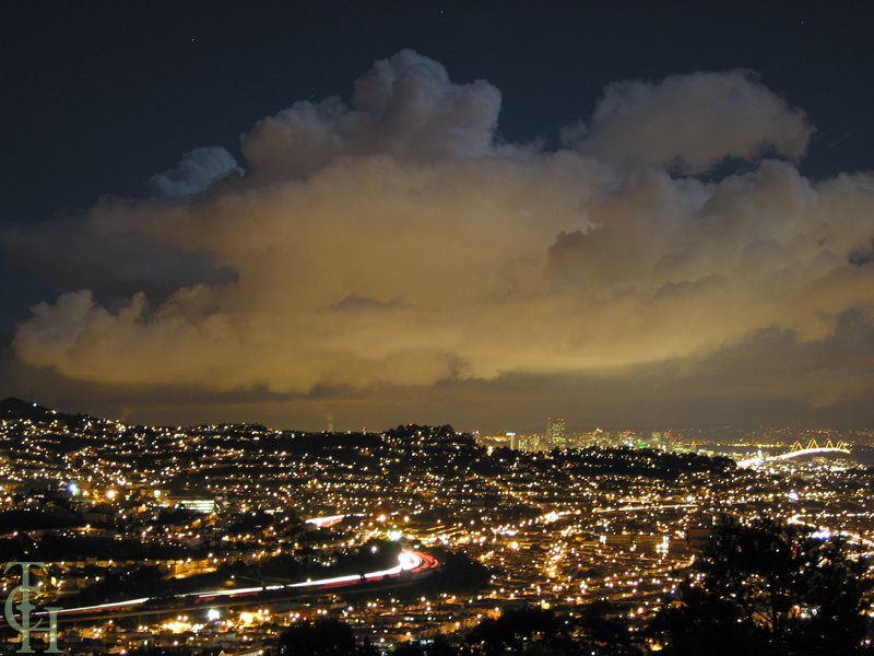 Night over San Francisco seen from San Bruno Mountain, Daly City, CA, Дейли-Сити