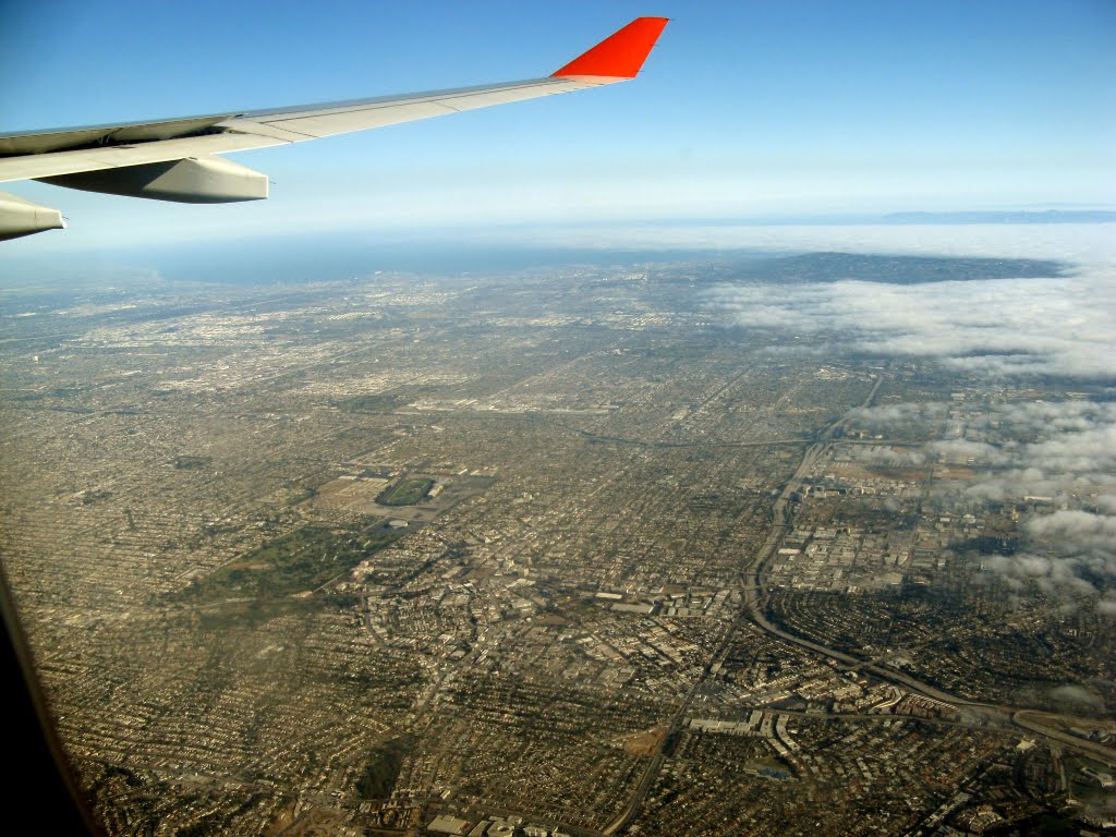Huge LA and  Pacific Ocean on the horizon (veiw from the plane), Инглвуд