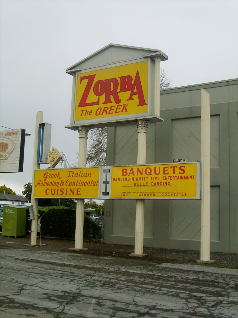Sign For Zorba The Greek Restaurant, Кампбелл