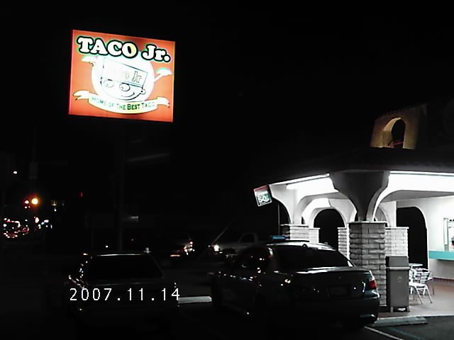 Taco Jr. Street Sign at Night, Коста-Меса