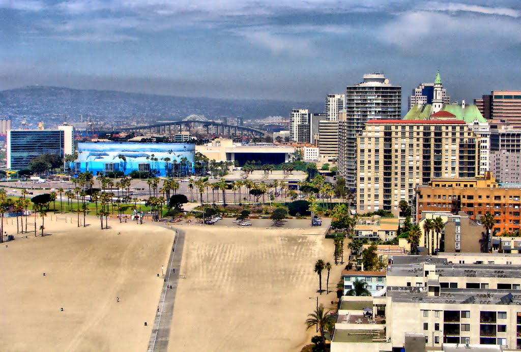 View from Ocean Club Bldg. in Downtown Long Beach, Long Beach, CA (PANORAMA), Лонг-Бич