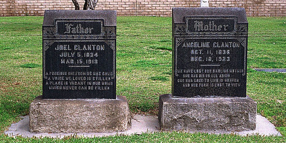 Joel and Angelina Clantons grave markers at Little Lake Cemetary, Санта-Фе-Спрингс