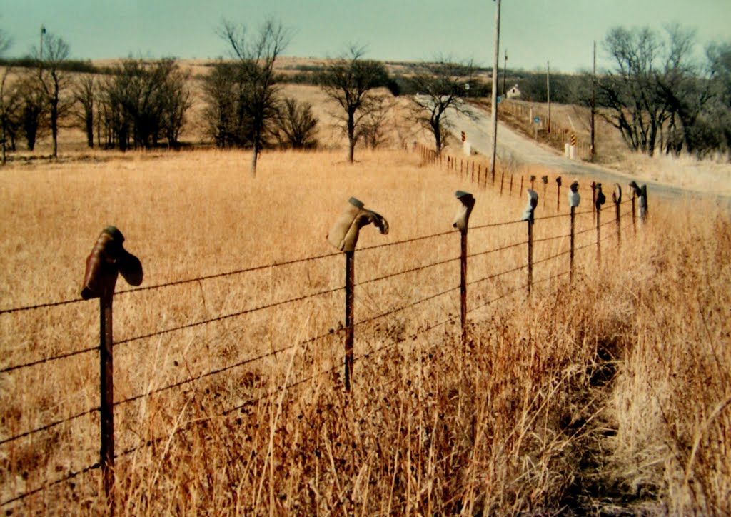 "Boot fence" -  near Manhattan, Kansas, mar 4, 1995, Огден