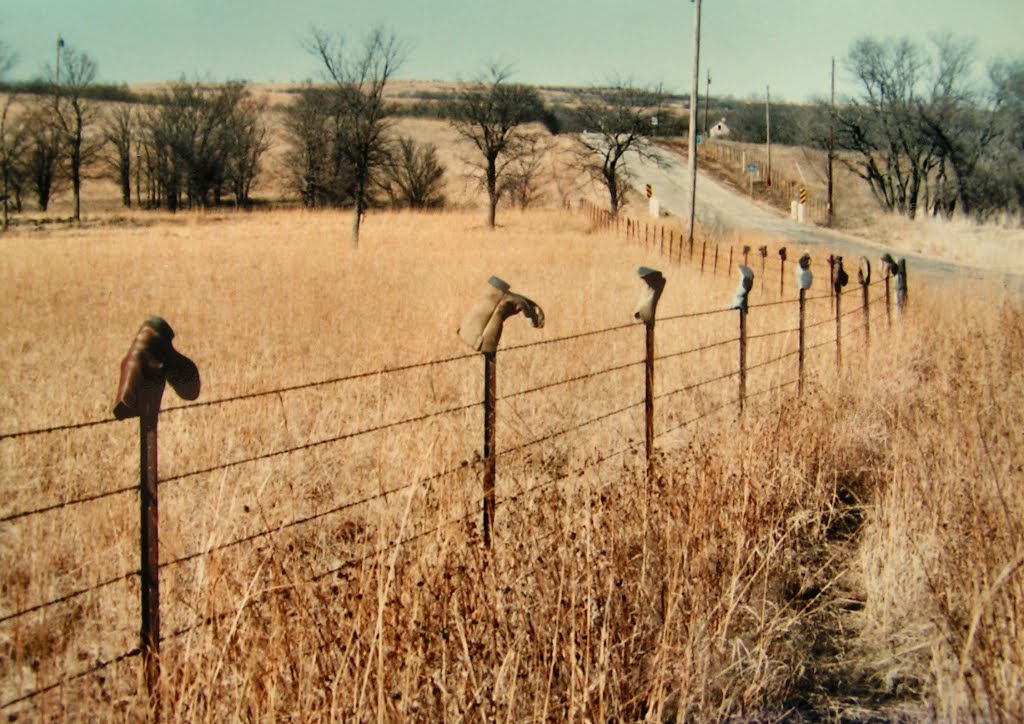"Boot fence",  near Manhattan, Kansas, mar 4, 1994, Огден