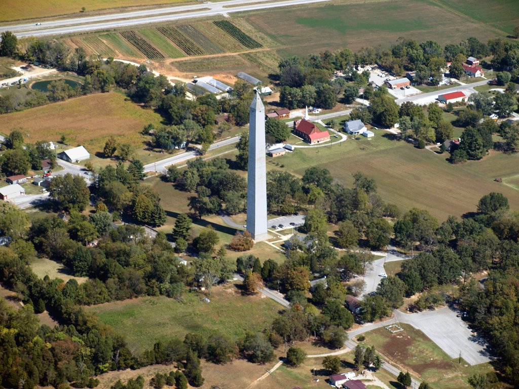 Aerial View of the Jefferson Davis Monument, Fairview, Kentucky, Пемброк