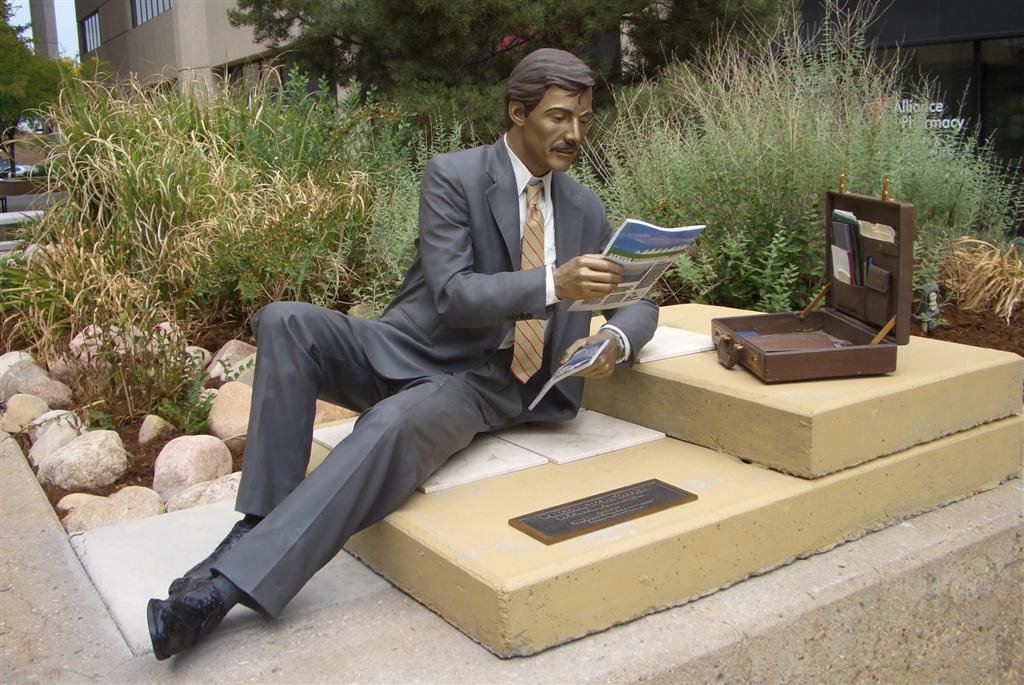 Welcome to My Office, life-size bronze, Greeley, CO, Грили