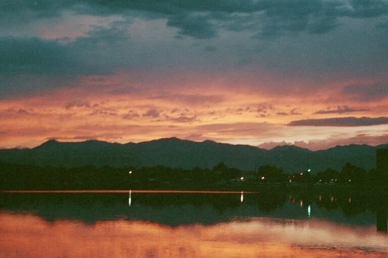 sunset over Lake Rhoda, Lakeside Amusement Park, Denver, Лейксайд