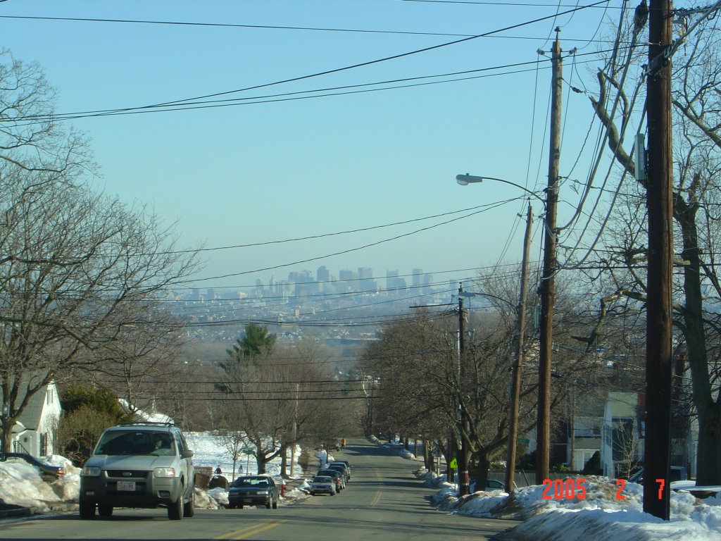 Boston skyline from Arlington Heights, Белмонт
