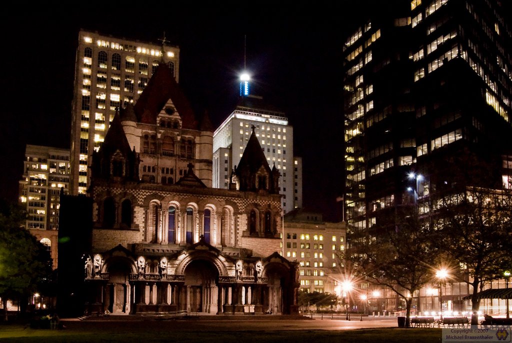 Trinity Church by night, Бостон
