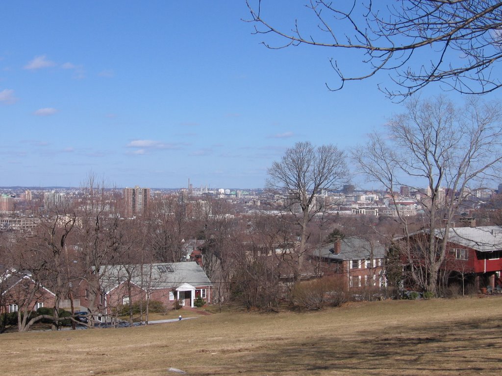 View looking North towards Allston and Cambridge from Outlook Park on top of Corey Hill, Brookline, Бруклин