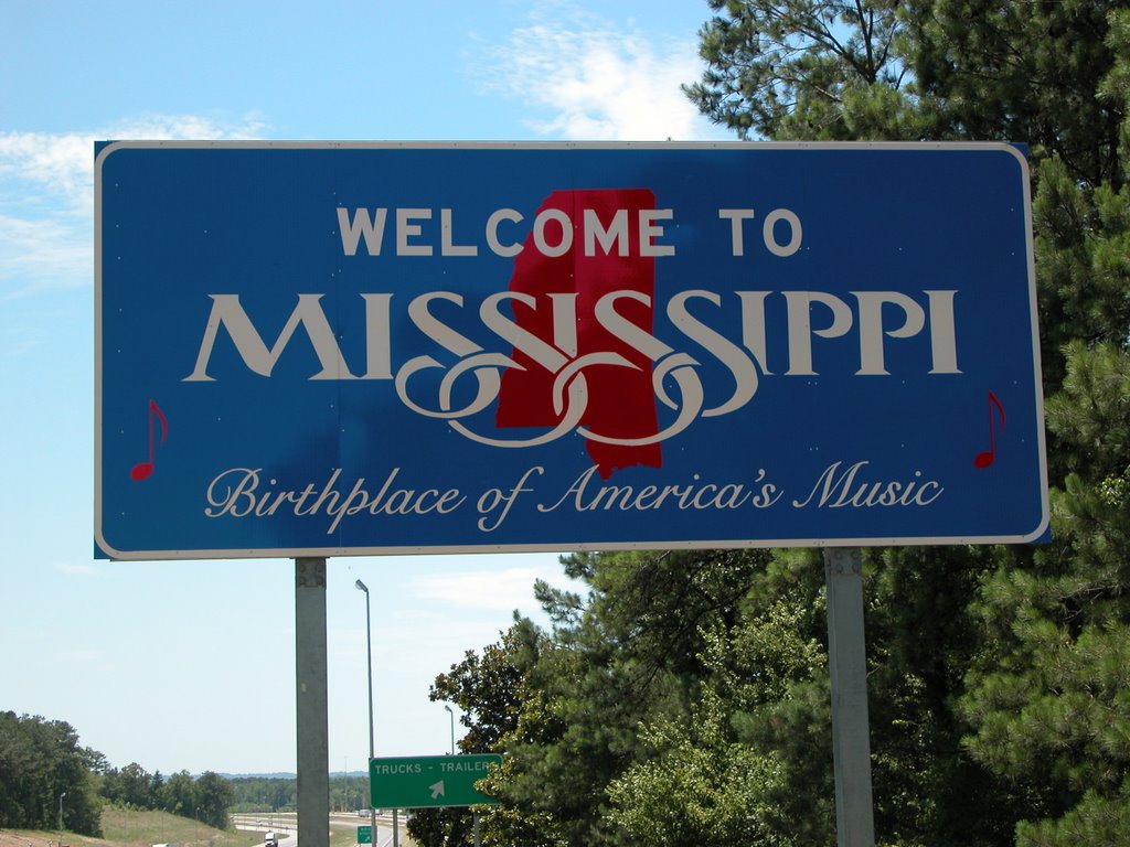 "Welcome to Mississippi" Sign, Entering Mississippi on Interstate 20/59, Southwestbound, Вест Поинт