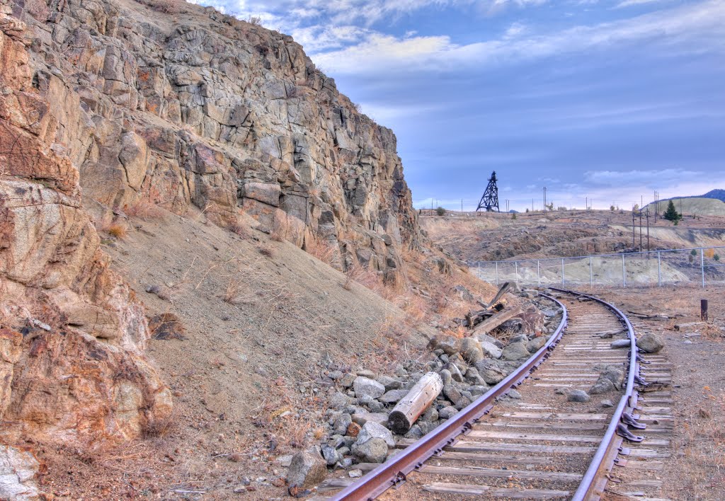 Old Rail Tracks, Bell-Diamond Headframe in Distance, Бьютт