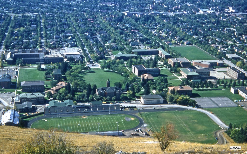 University of Montana (then Montana State U) campus from Mt. Sentinel slopes, 1958, Миссоула