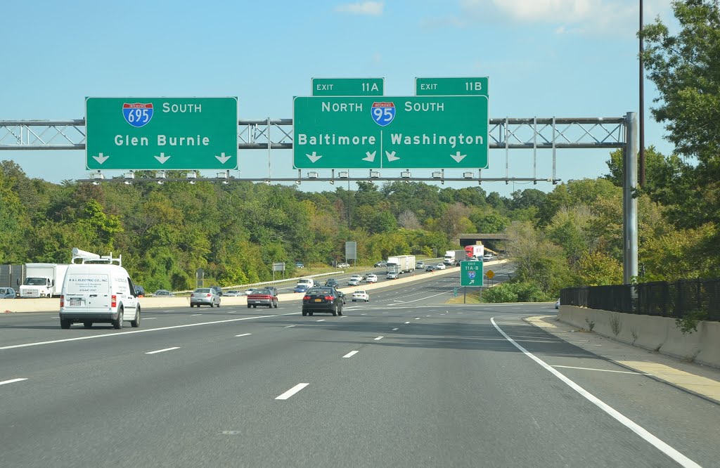 Exit for Interstate 95, Interstate 695, Southbound, Арбутус