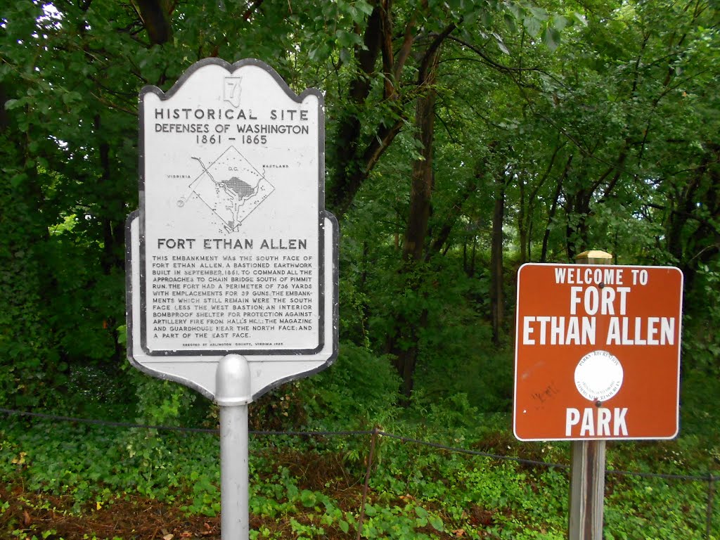 Fort Ethan Allen historical marker, Fort Ethan Allen Park, 3829 North Stafford Street, Arlington, Virginia, Брукмонт