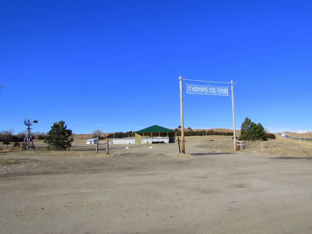 Entrance to the Thomas County Fairgrounds, 83861 U.S. Route 83. Thedford, Nebraska. Viewed north-westerly, Беллив
