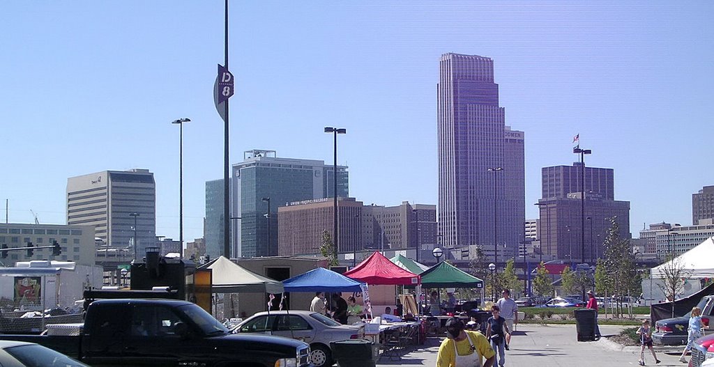 Photo of Downtown Omaha from Qwest Center parking lot during River City Roundup., Омаха