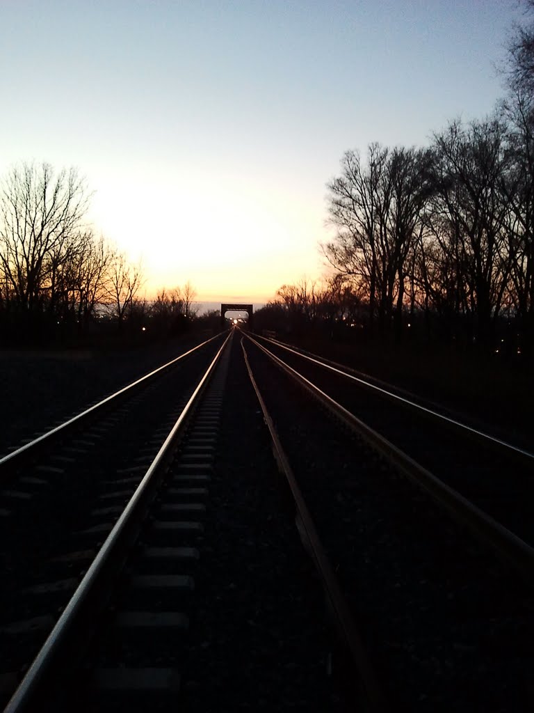 Union Pacific Main line; "Lane Cutoff" looking West @ sunset, Папиллион