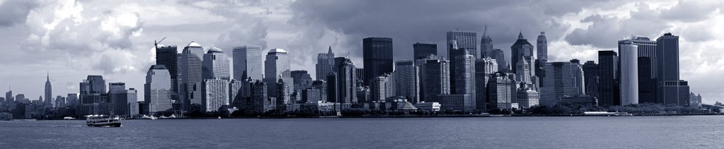 Panorama Manhattan from Ferry  B&W, Джерси-Сити