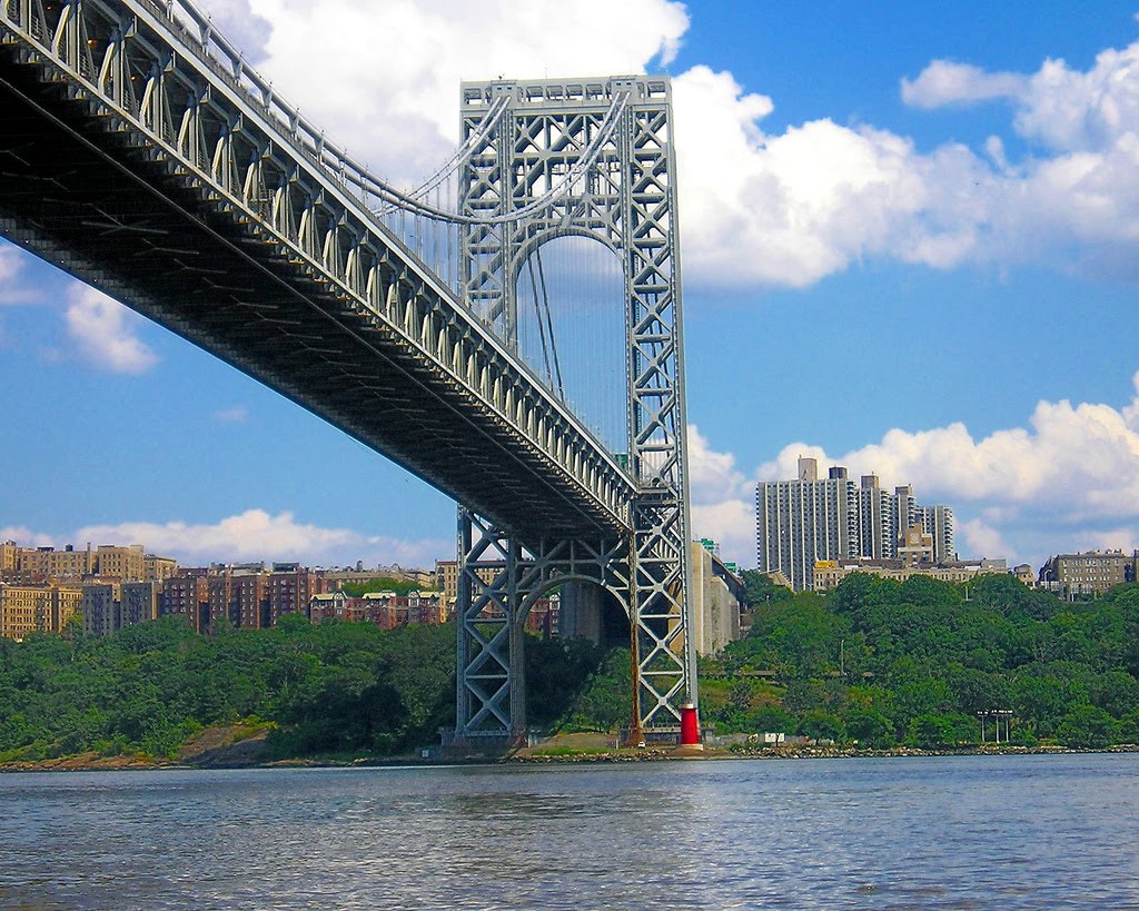 George Washington Bridge over Hudson River, Manhattan-New Jersey, Форт-Ли