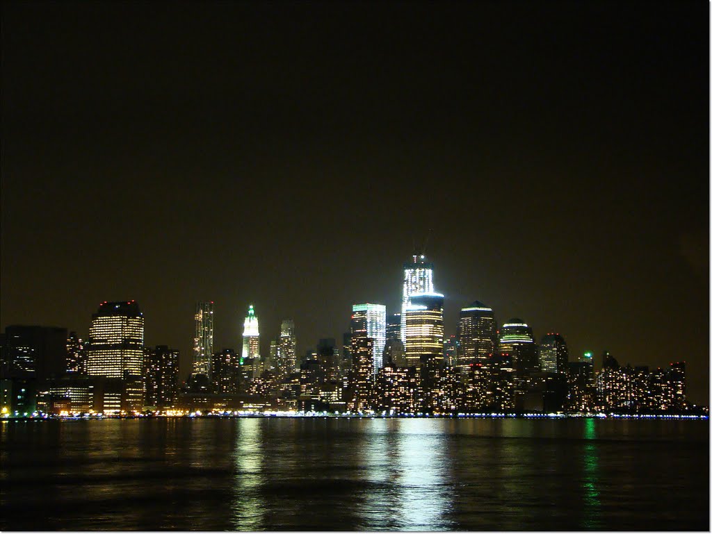 Manhattan at the night lights  A.B., Хобокен