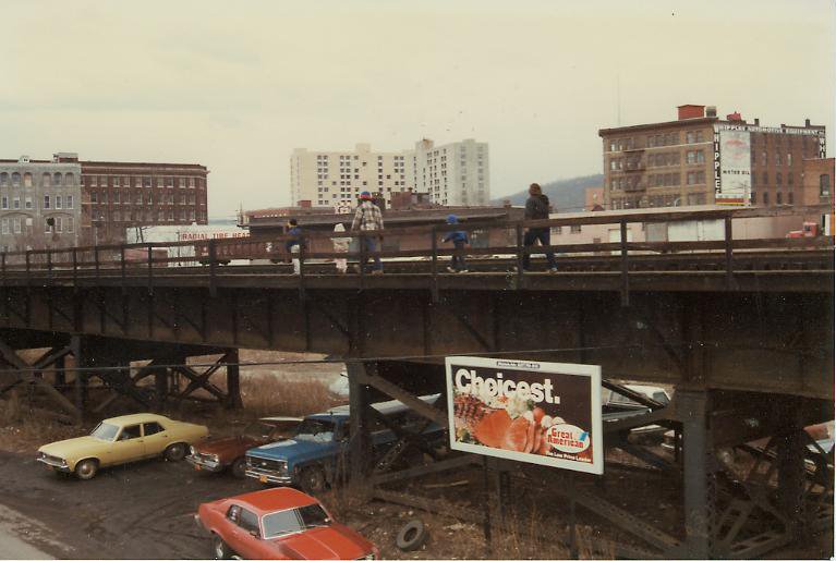 copyrighted__  late 70s early 80s - water street across from United Auto Parts - railroad bridge, Бингамтон
