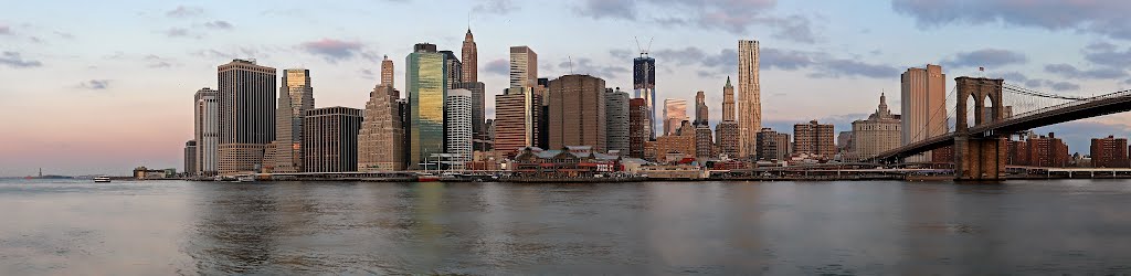 New York, USA, Manhattan before sunrise, panorama, Бруклин