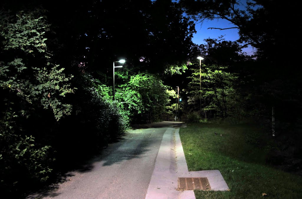 Path near Martha Building at night, Итака