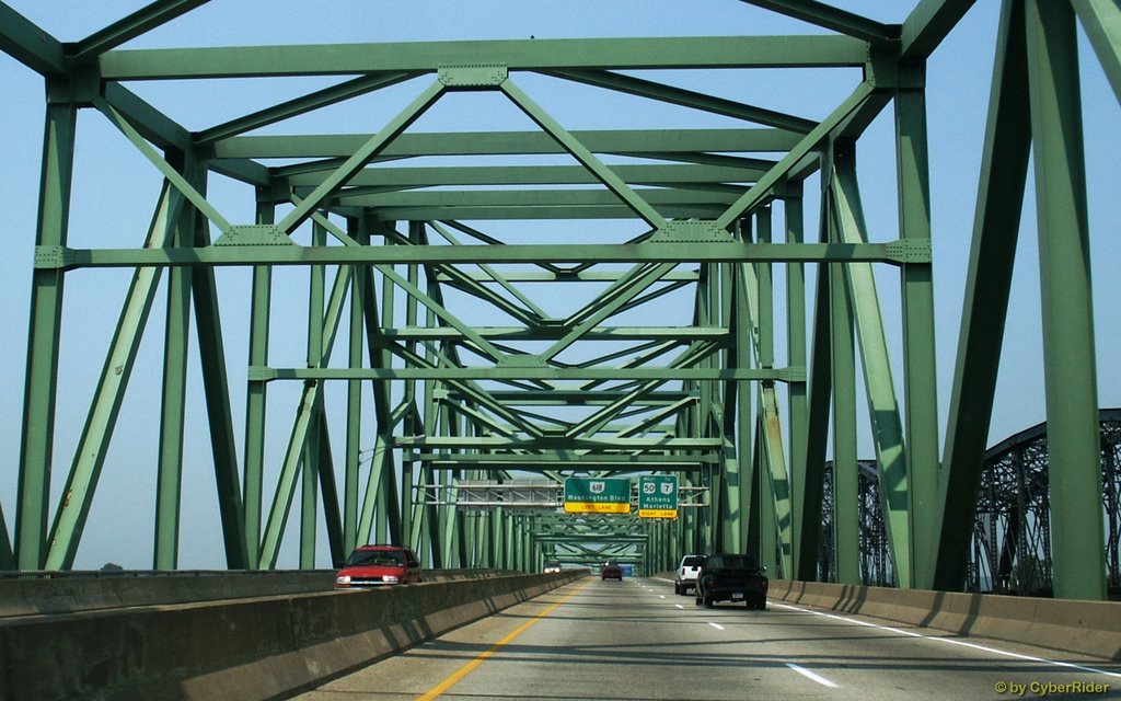 This good old Cantilever bridge links West Virgina with Ohio. Salute the riveters work., Белпр