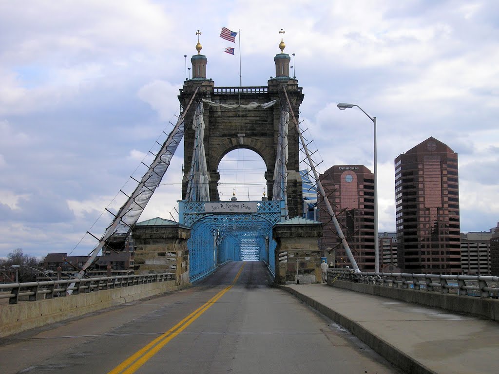 John A. Roebling Bridge Ohio side---st, Цинциннати