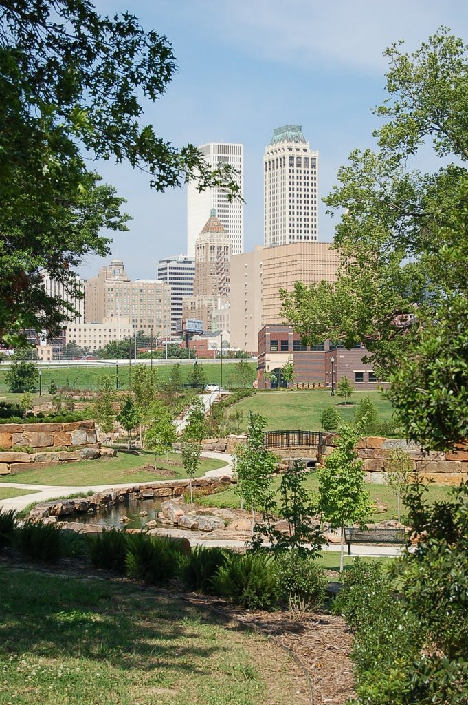 View of Downtown Tulsa from east end of Central Park, Талса